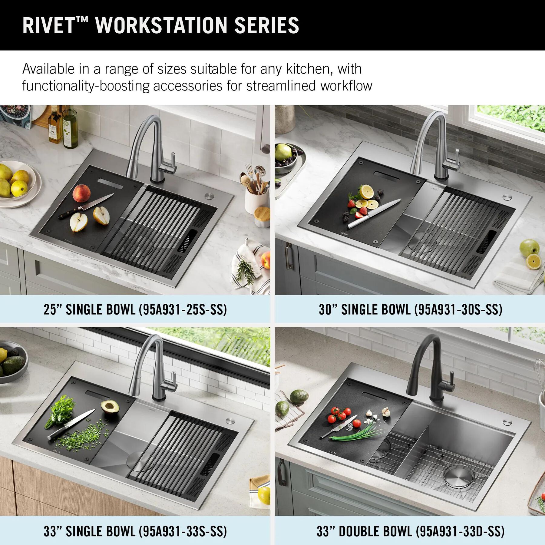 33&rdquo; Workstation Kitchen Sink Drop-In Top Mount 16 Gauge Stainless Steel Single Bowl with WorkFlow&trade; Ledge and Accessories