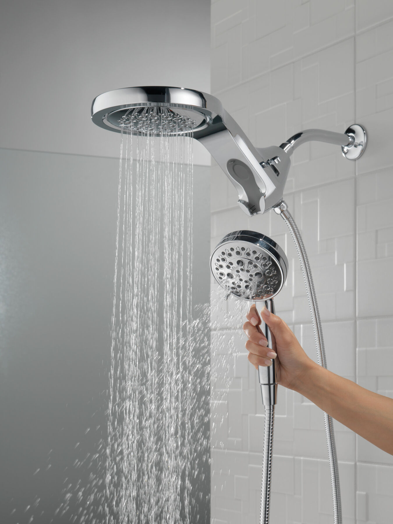 HydroRain&reg; H<sub>2</sub>Okinetic&reg; 5-Setting Two-in-One Shower Head