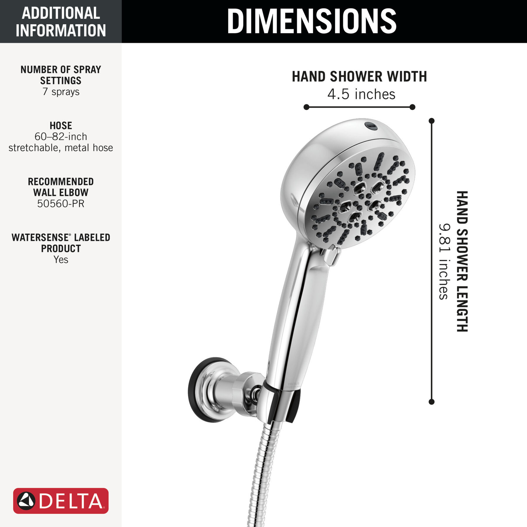 7-Setting Wall Mount Hand Shower with Cleaning Spray