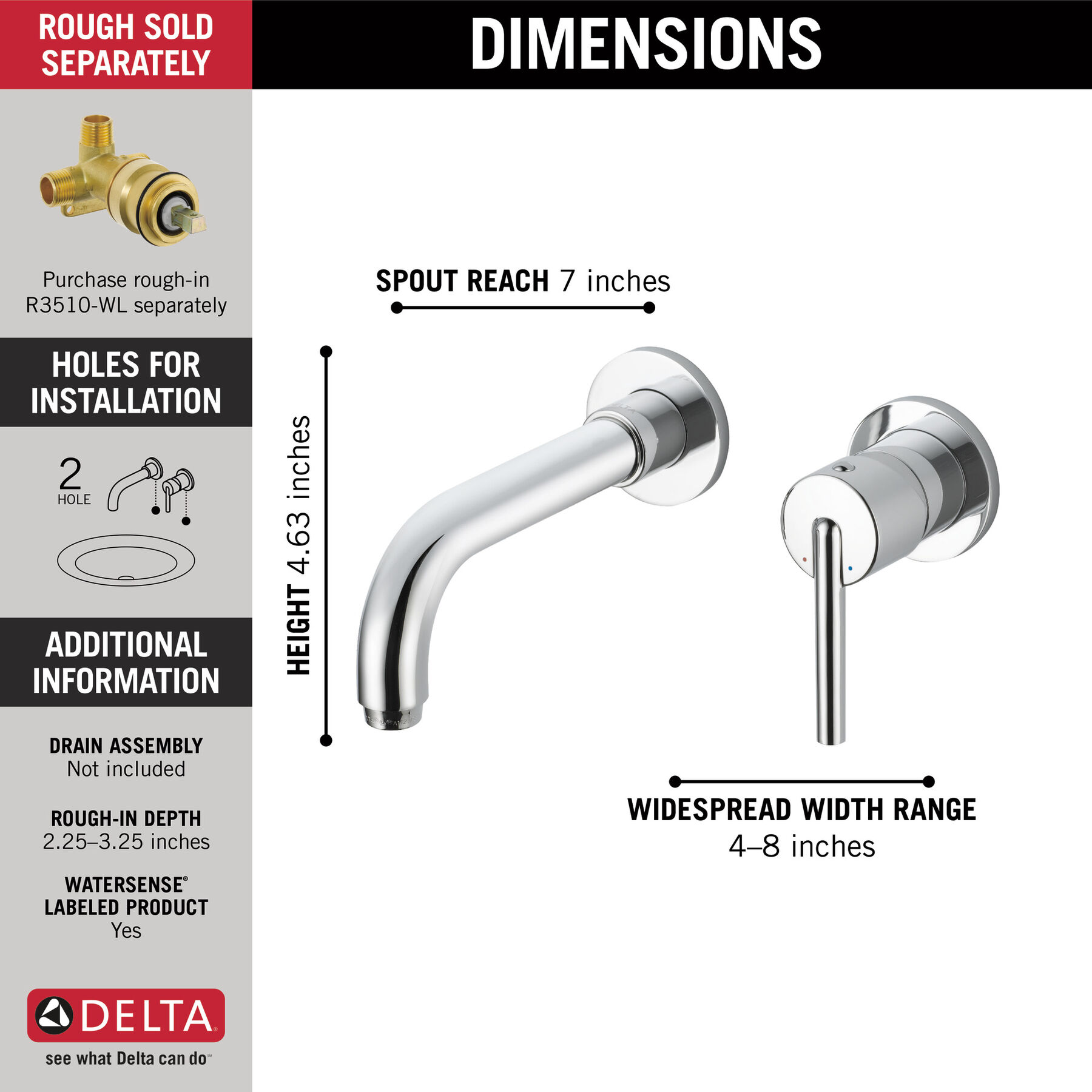 Single Handle Wall Mount Bathroom Faucet Trim