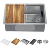 DELTA&reg; Lorelai&trade; 27&rdquo; Workstation Kitchen Sink Undermount 16 Gauge Stainless Steel Single Bowl with WorkFlow&trade; Ledge and Accessories