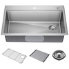 33&rdquo; Stainless Steel Workstation Kitchen Sink Drop-In Undermount Single Bowl with WorkFlow&trade; Ledge and Accessories
