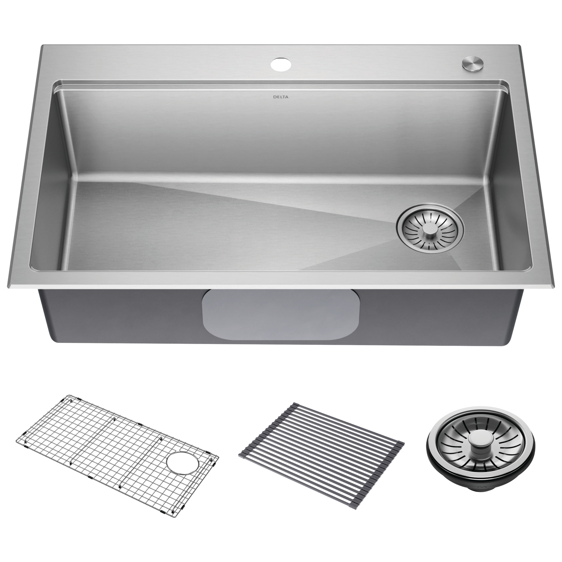 33&rdquo; Stainless Steel Workstation Kitchen Sink Drop-In Undermount Single Bowl with WorkFlow&trade; Ledge and Accessories