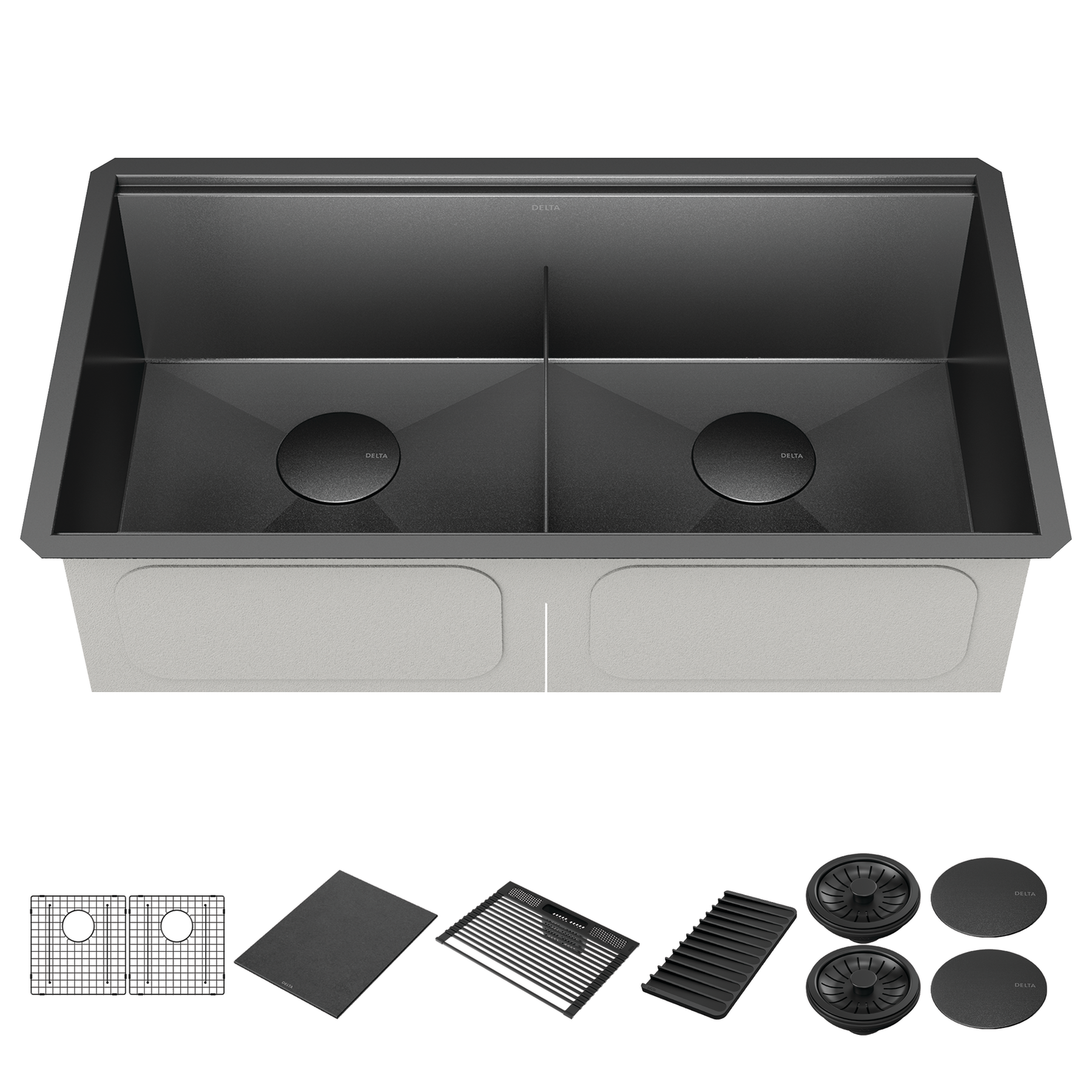 33&rdquo; Undermount 16 Gauge Workstation Kitchen Sink Double Bowl with WorkFlow&trade; Ledge and Accessories
