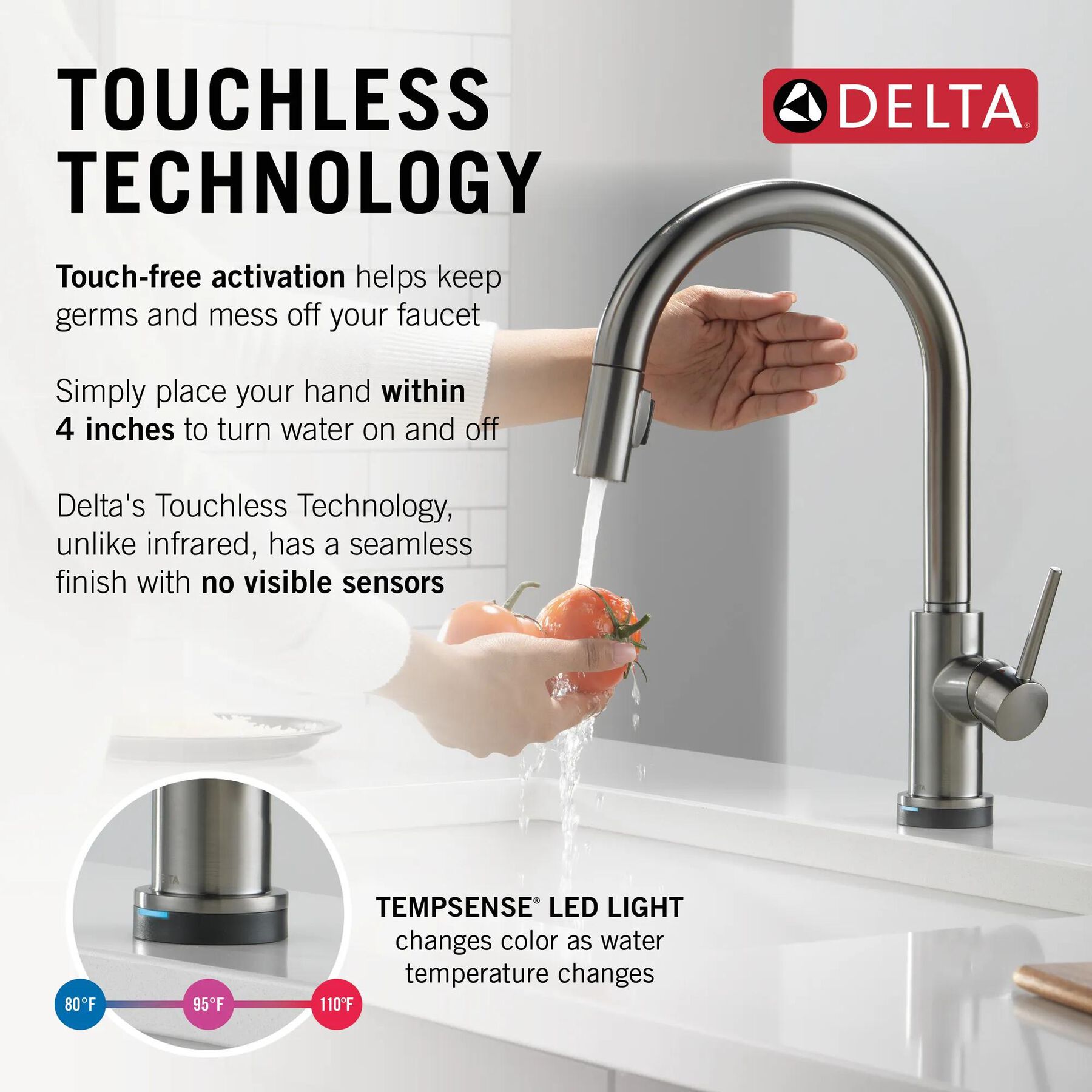 Touch<sub>2</sub>O&reg; Technology Kitchen Faucet with Touchless Technology