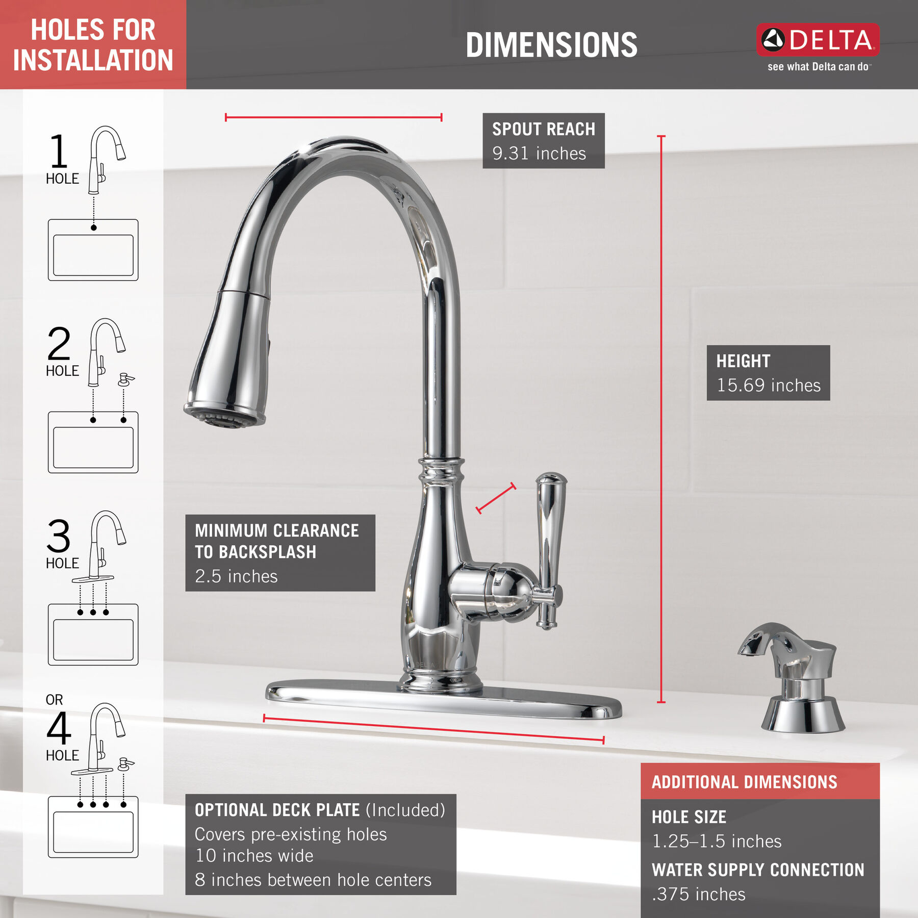 Single Handle Pull-Down Kitchen Faucet with Soap Dispenser and ShieldSpray