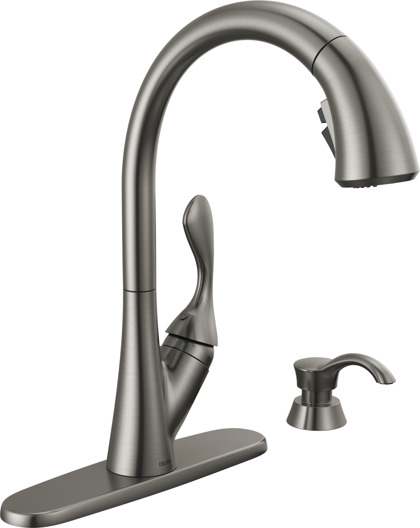 Single Handle Pull-Down Kitchen Faucet with Soap Dispenser and ShieldSpray&reg; Technology