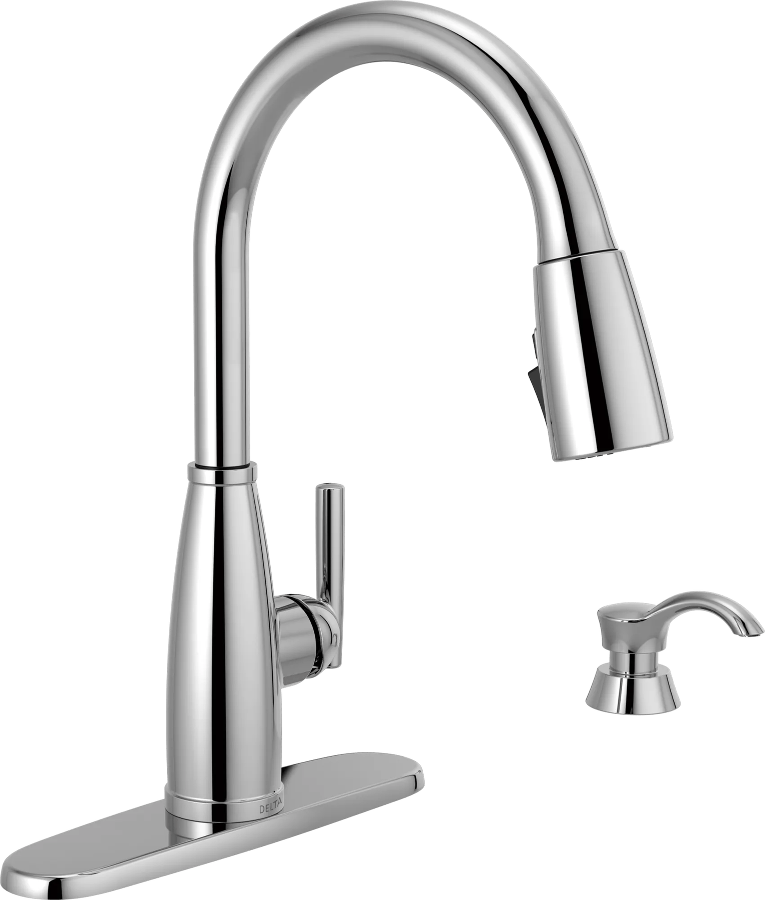 Single Handle Pull-Down Kitchen Faucet with Soap Dispenser and ShieldSpray&reg; Technology