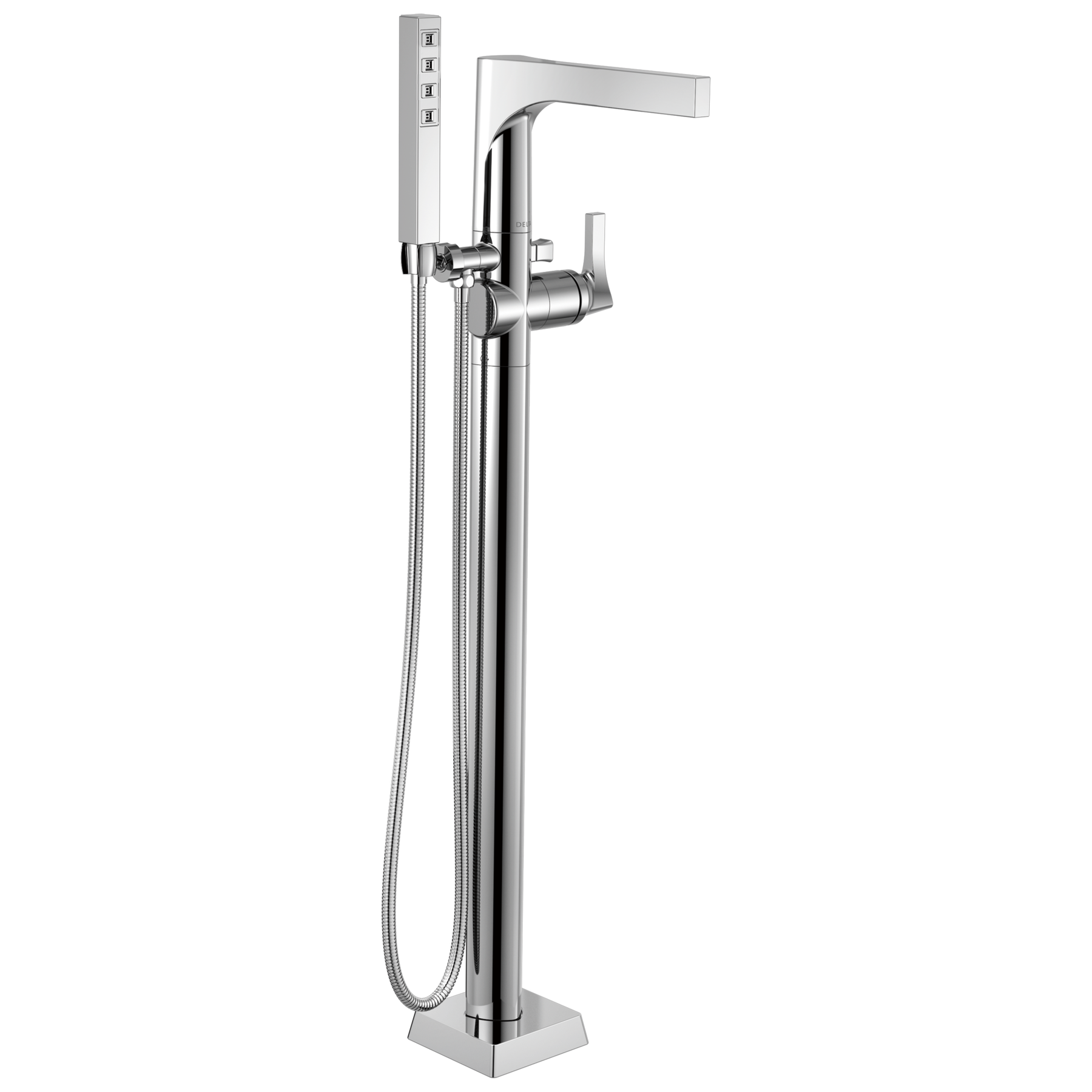 Single Handle Floor Mount Tub Filler Trim with Hand Shower (Recertified)