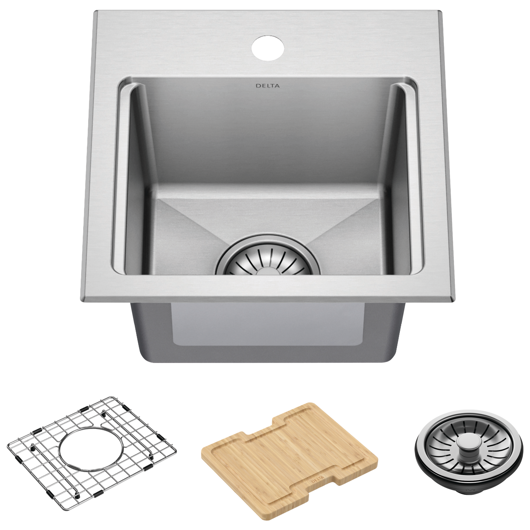 15&rdquo; Stainless Steel Workstation Kitchen Bar Sink Drop-In Undermount Single Bowl with WorkFlow&trade; Ledge and Accessories