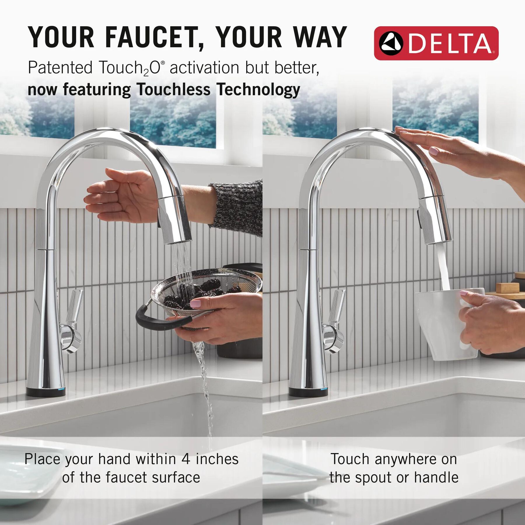 Touch<sub>2</sub>O&reg; Technology Kitchen Faucet with Touchless Technology