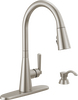 Single Handle Pull-Down Kitchen Faucet with Soap Dispenser and ShieldSpray Technology