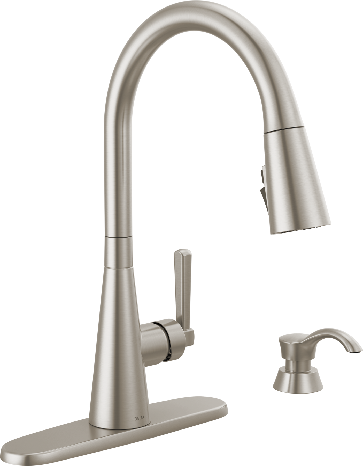 Single Handle Pull-Down Kitchen Faucet with Soap Dispenser and ShieldSpray Technology