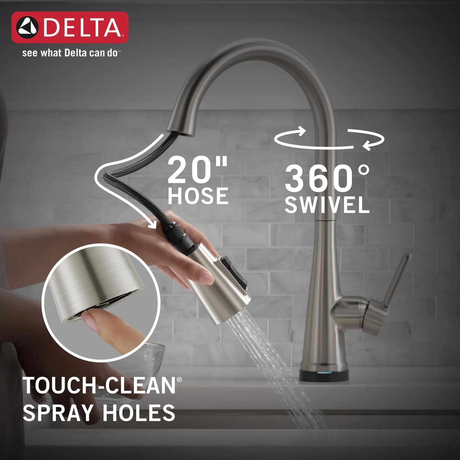 Single Handle Pull-Down Kitchen Faucet with Soap Dispenser and Touch<sub>2</sub>O&reg; Technology Technology