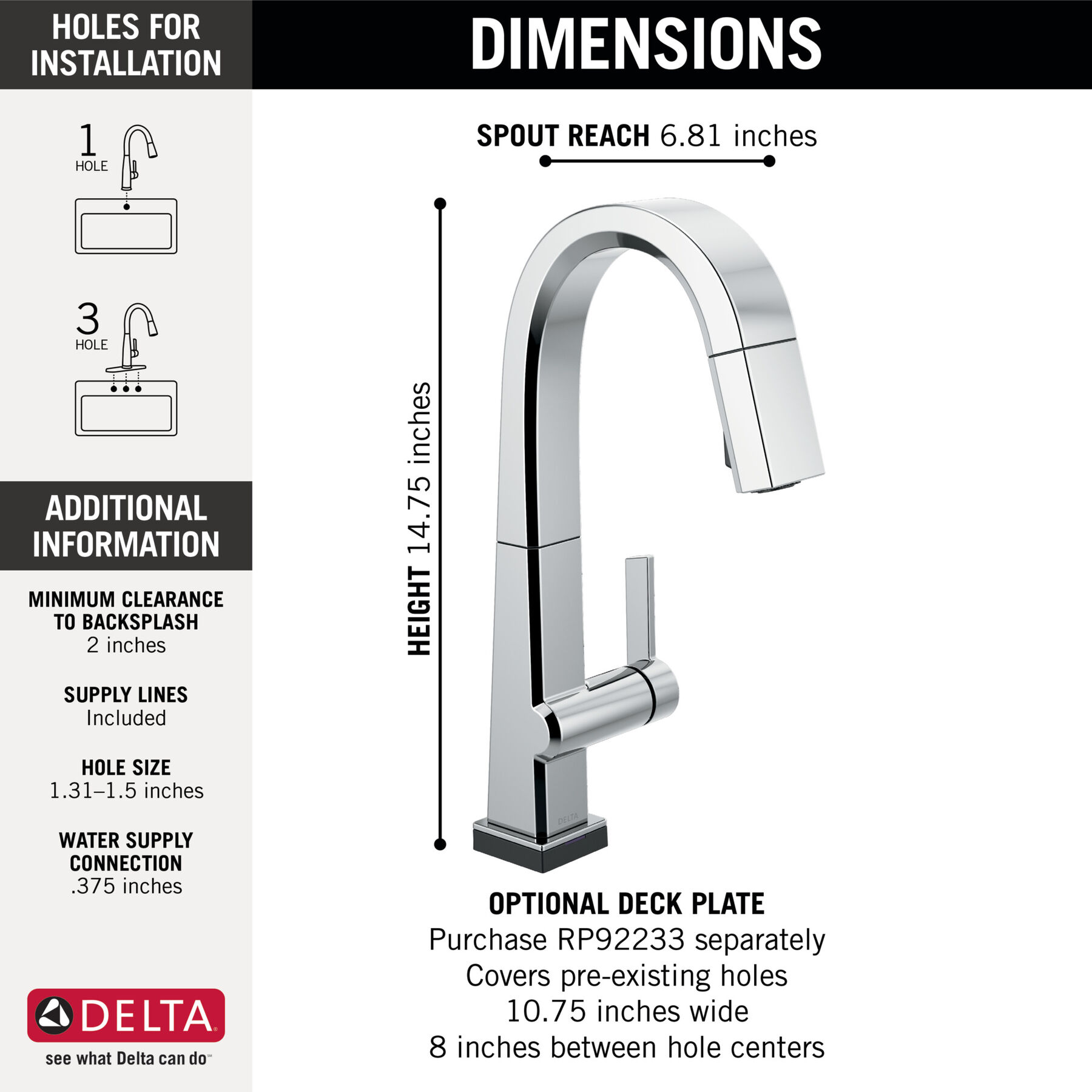 Single Handle Pull Down Bar/Prep Faucet With Touch2O Technology