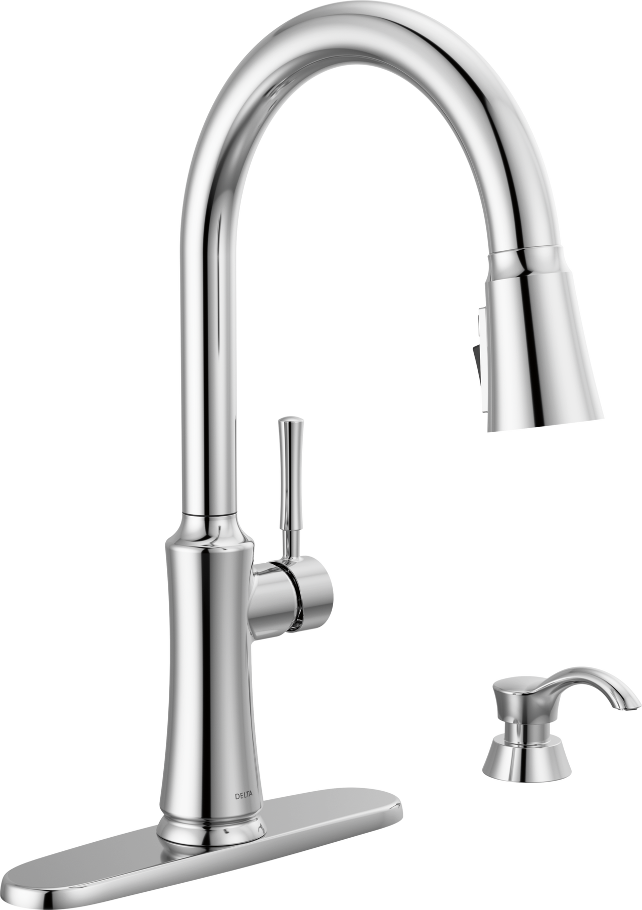 Single Handle Pull-Down Kitchen Faucet with Soap Dispenser and ShieldSpray Technology