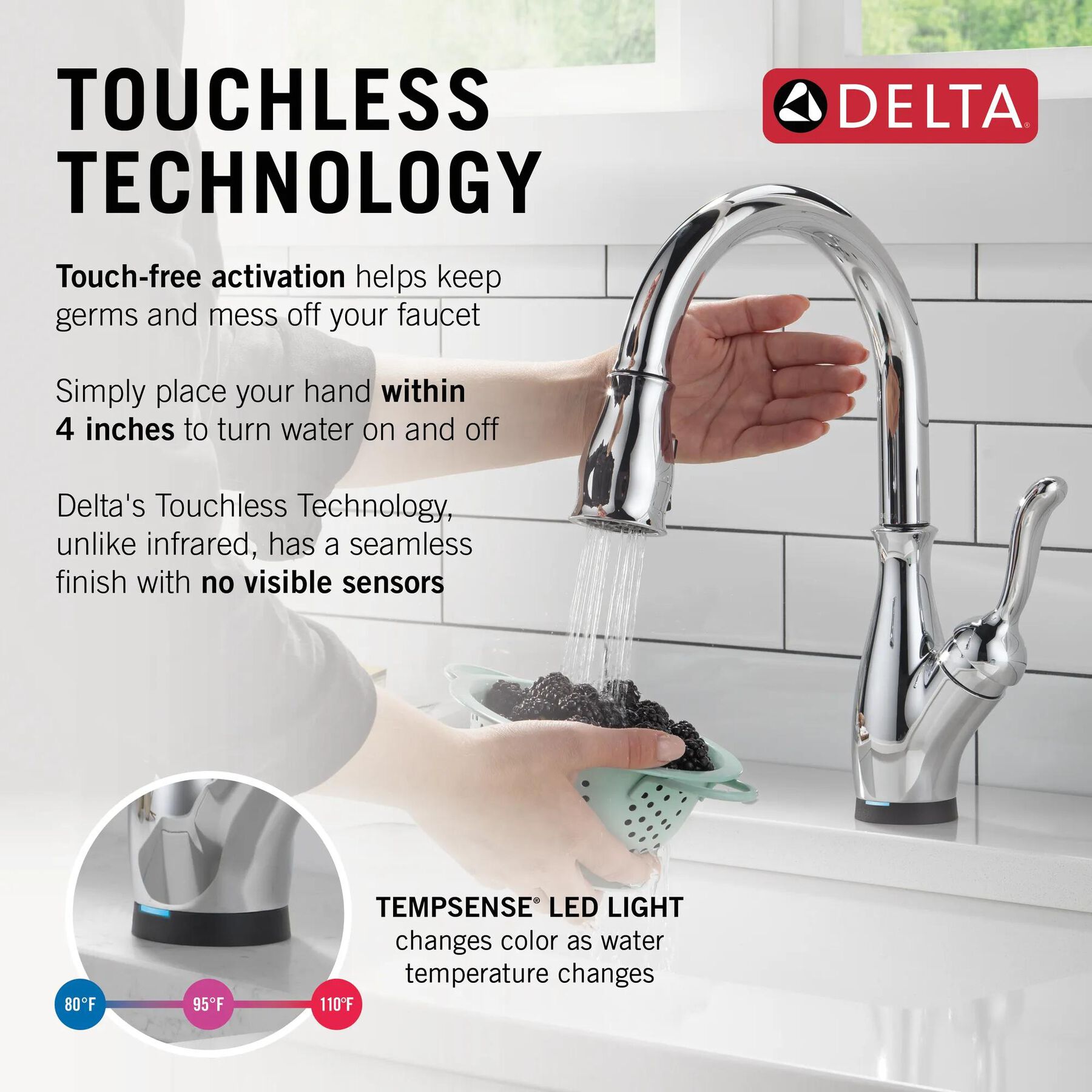 Touch<sub>2</sub>O&reg; Technology Kitchen Faucet with Touchless Technology