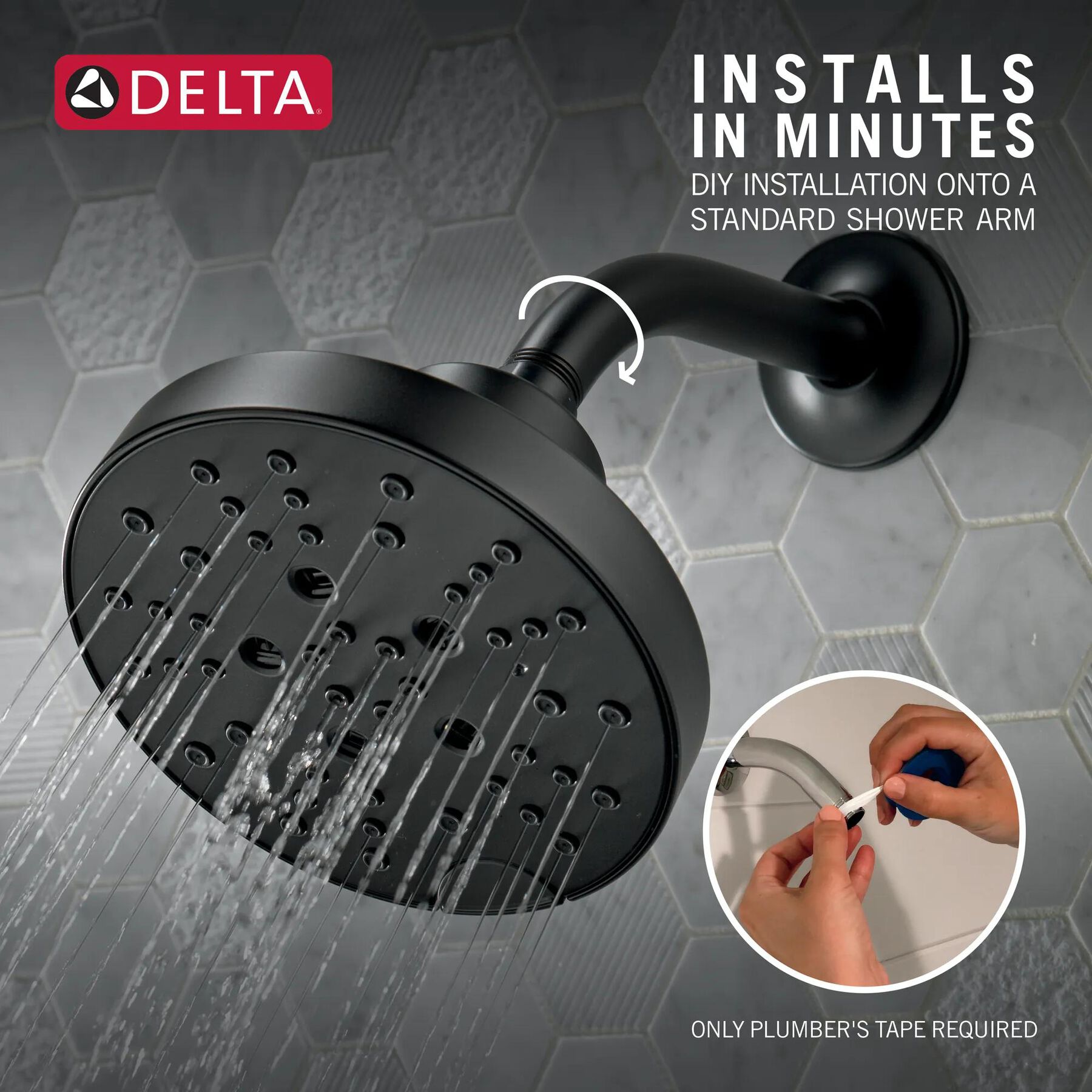 H2Okinetic&reg; 5-Setting Contemporary Raincan Shower Head