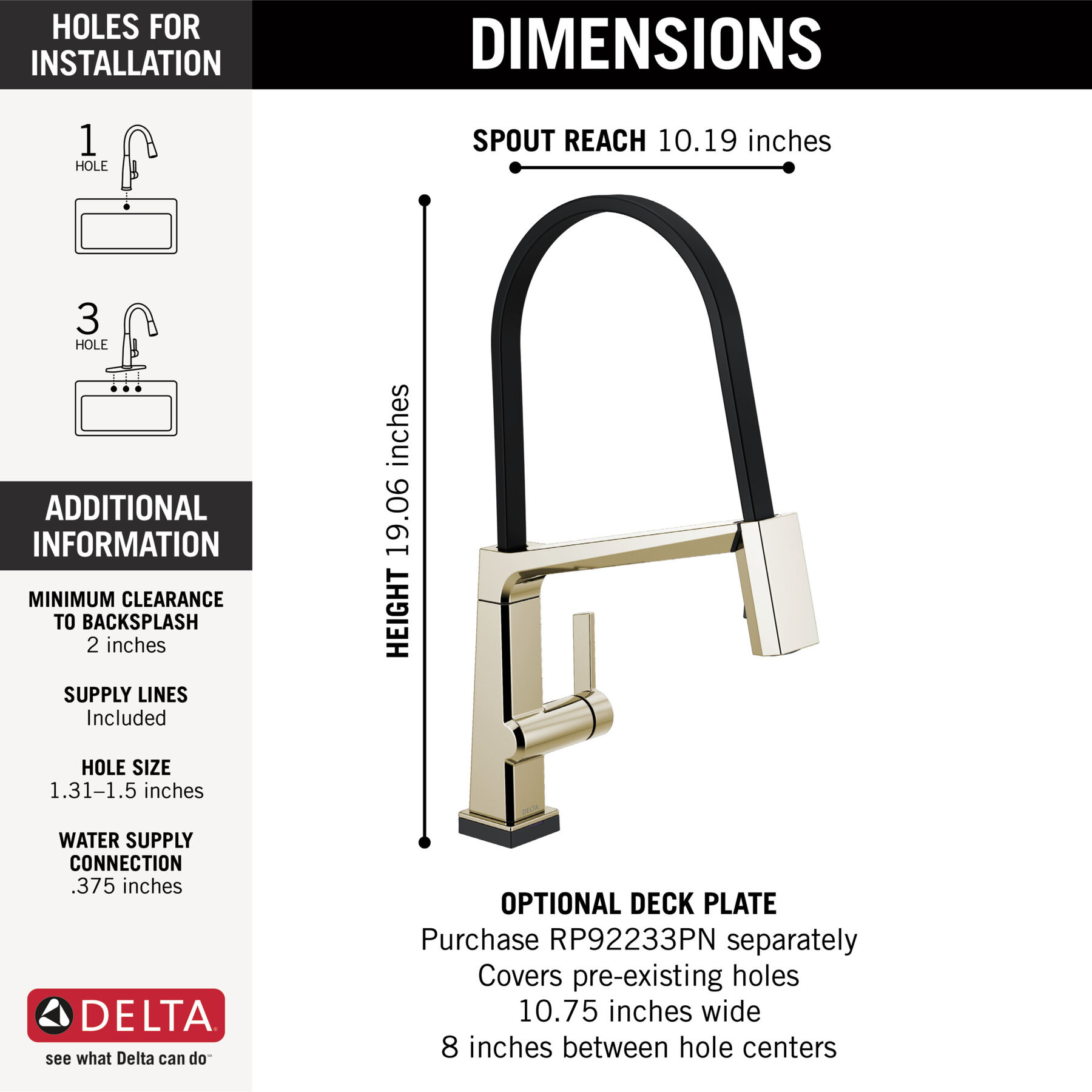 Single Handle Exposed Hose Kitchen Faucet with Touch2O Technology