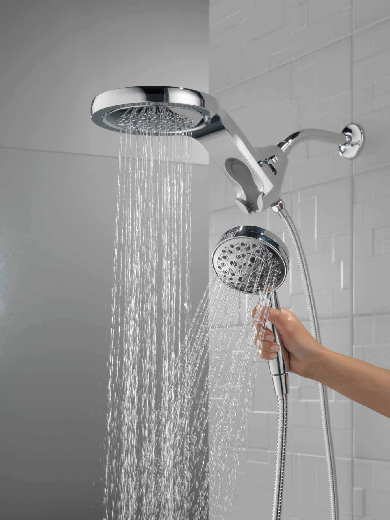 HydroRain&reg; H<sub>2</sub>Okinetic&reg; 5-Setting Two-in-One Shower Head