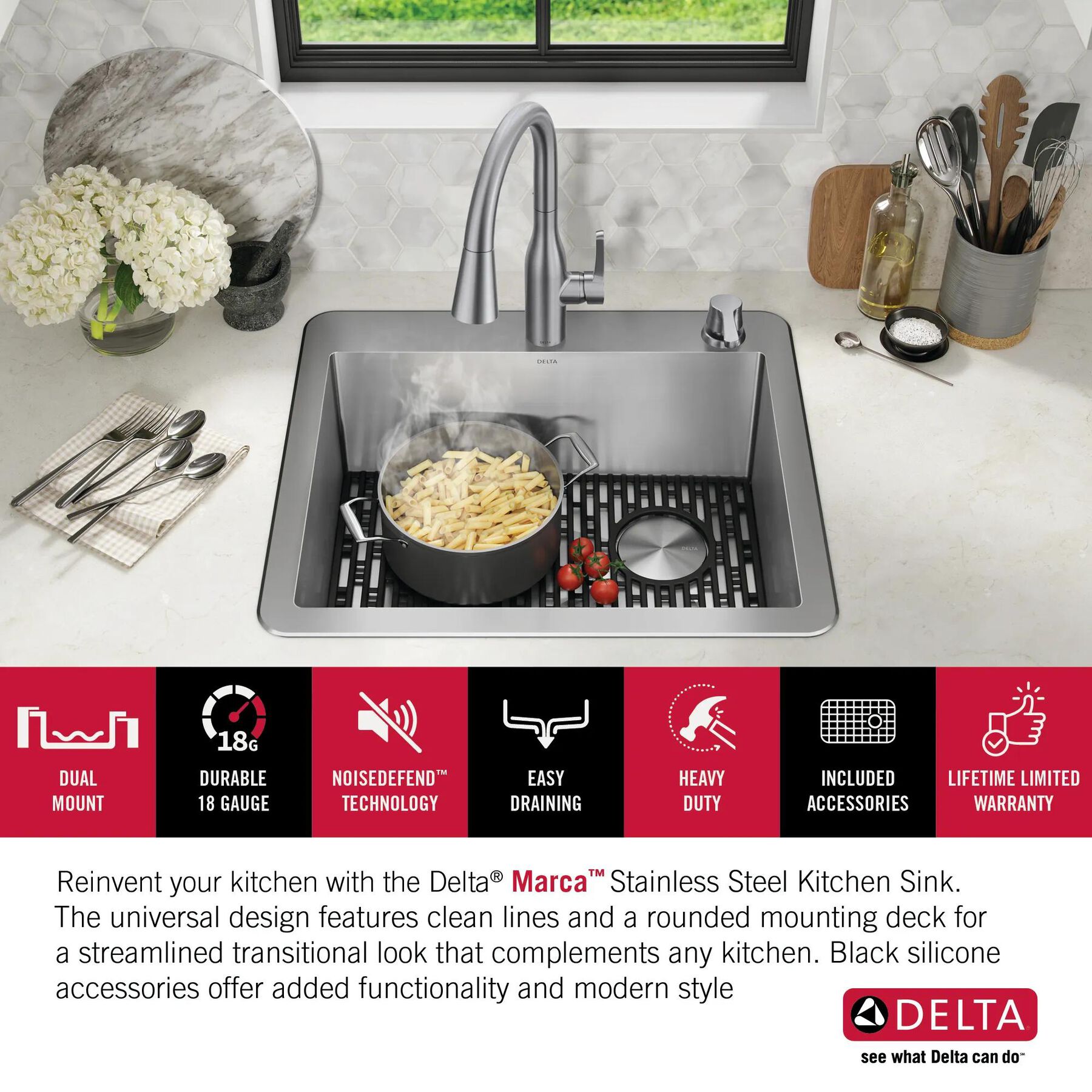 25&rdquo; Drop-In Undermount Stainless Steel Single Bowl Kitchen Sink with Accessories