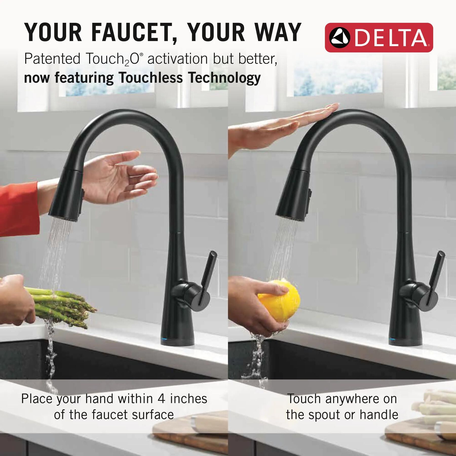 Single Handle Pull-Down Touch<sub>2</sub>O&reg; Technology Kitchen Faucet with Touchless Technology