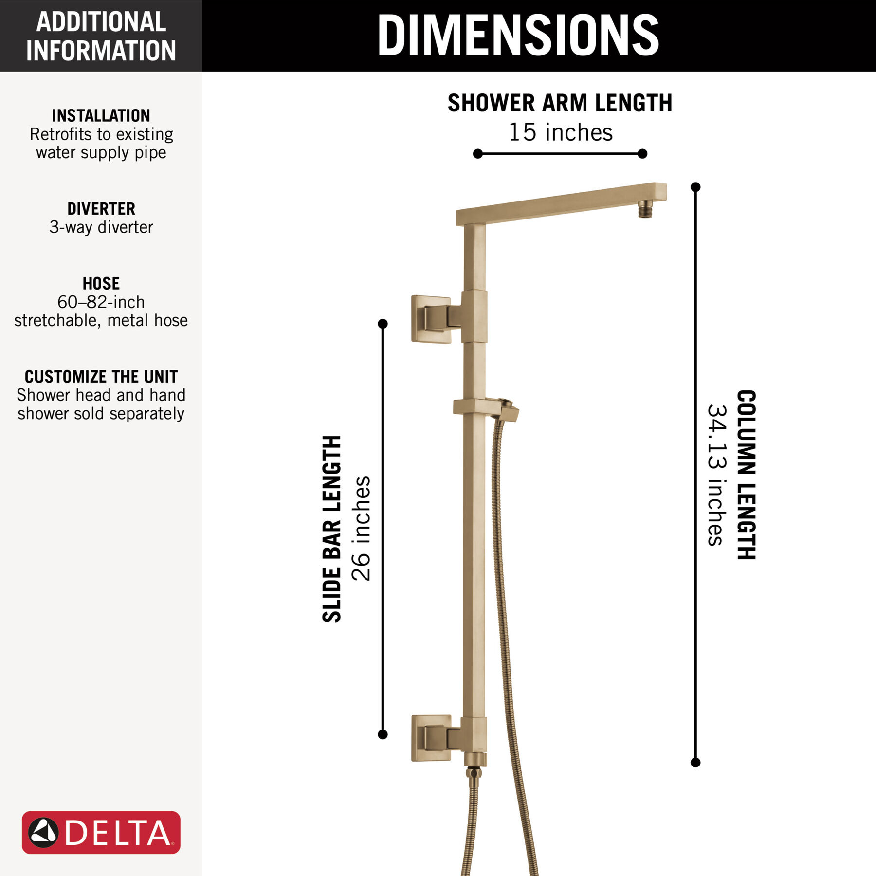 Shower Column 26" Angular