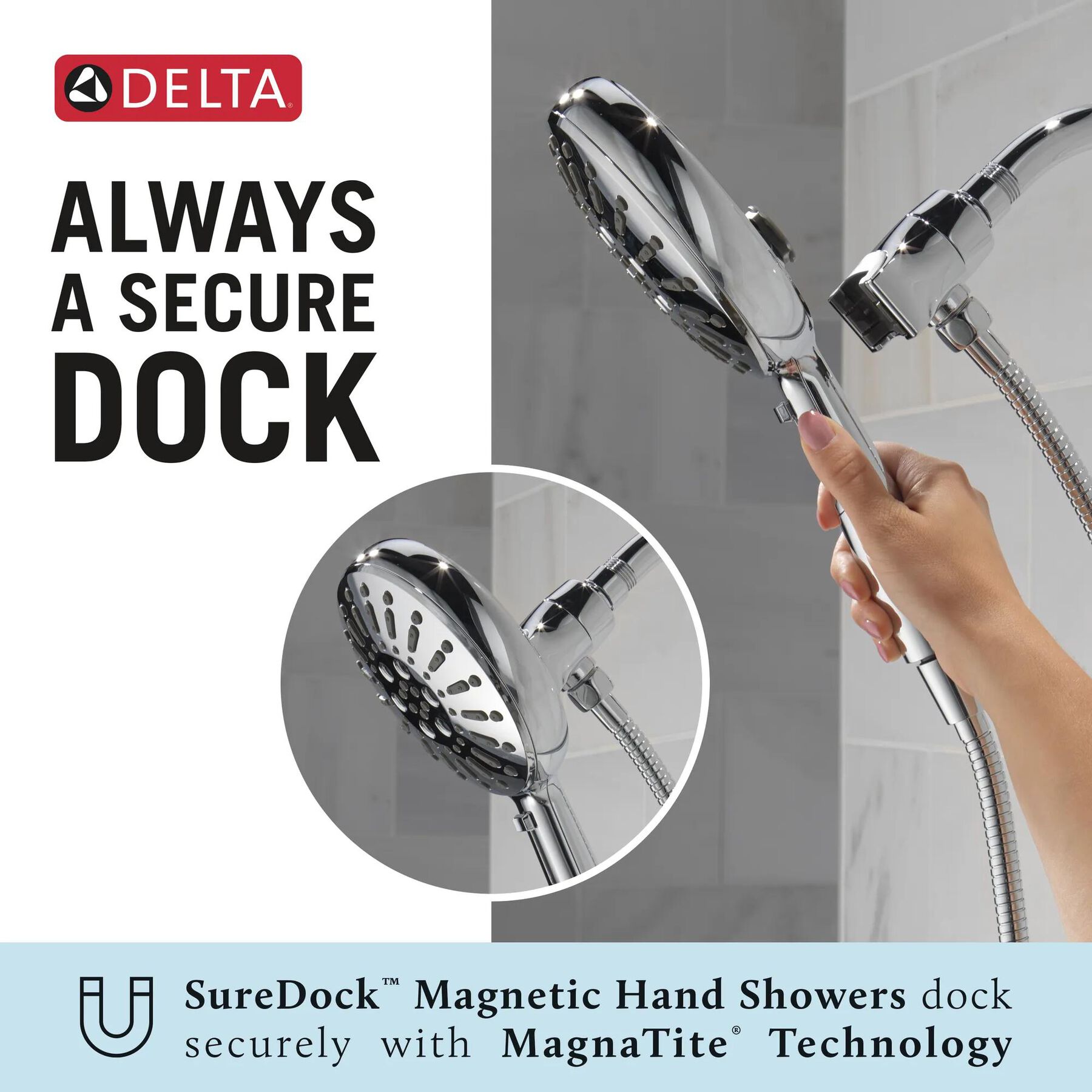 7-Setting SureDock&reg; Magnetic Hand Shower