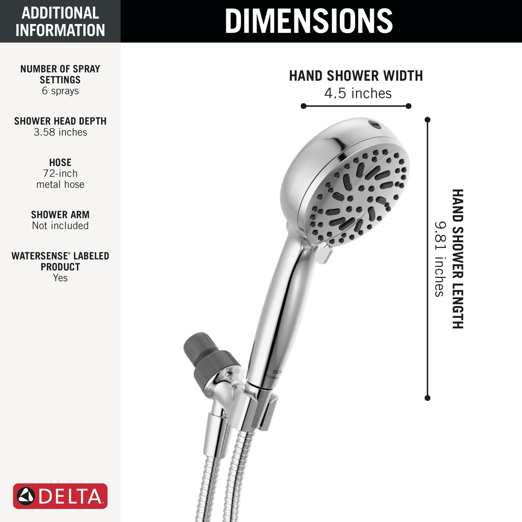 6-Setting Hand Shower with Cleaning Spray