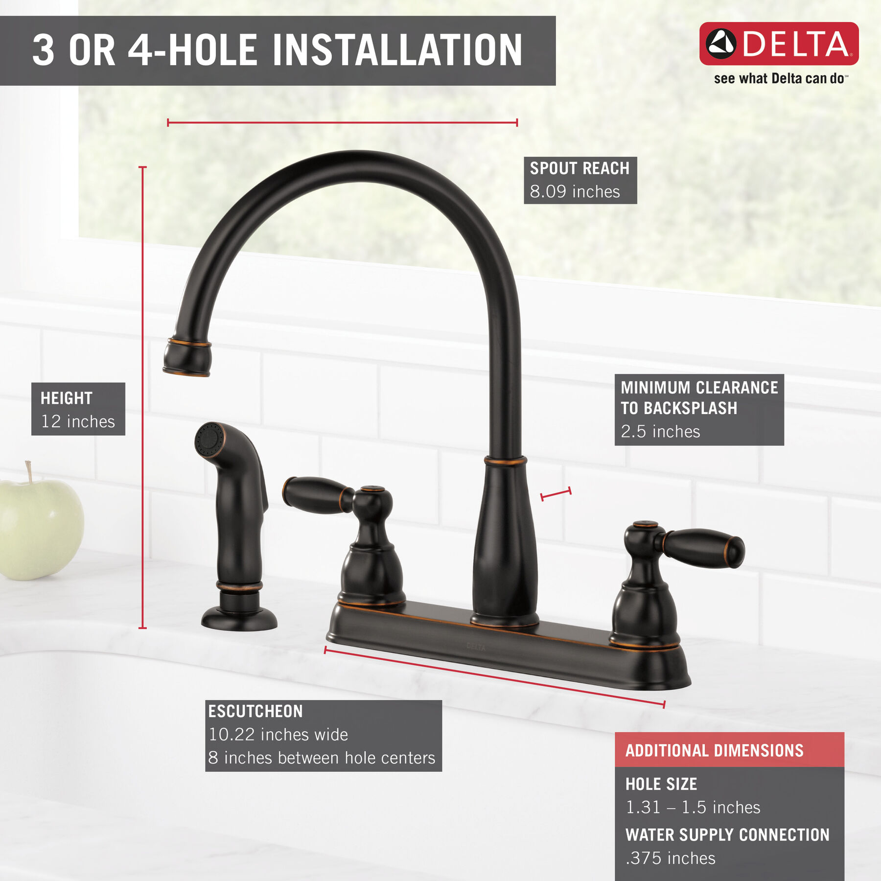 Two Handle Kitchen Faucet with Spray
