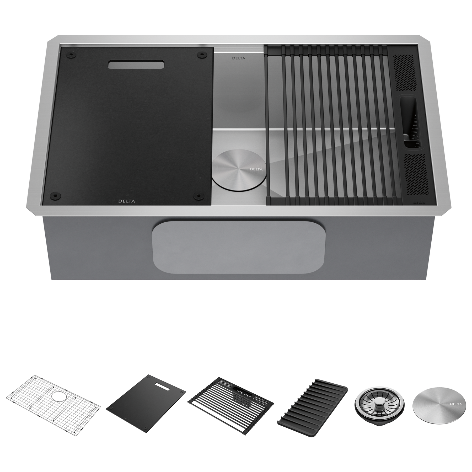 30&rdquo; Workstation Kitchen Sink Undermount&nbsp;16 Gauge&nbsp;Stainless Steel Single Bowl with&nbsp;WorkFlow&trade; Ledge and Accessories