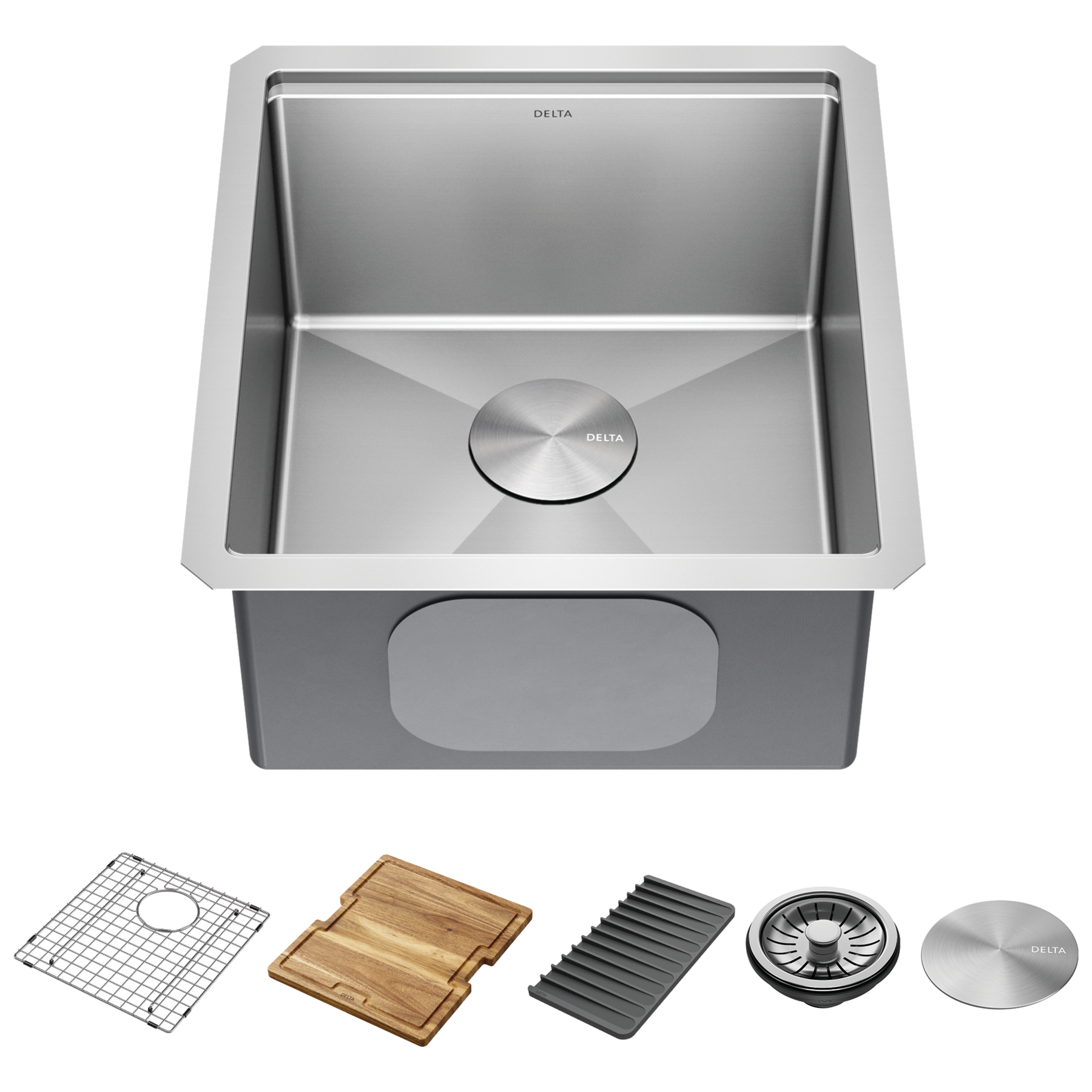 17&rdquo; Workstation Undermount Single Bowl 16 Gauge Stainless Steel&nbsp;Bar Prep Kitchen Sink with&nbsp;WorkFlow&trade; Ledge and Accessories