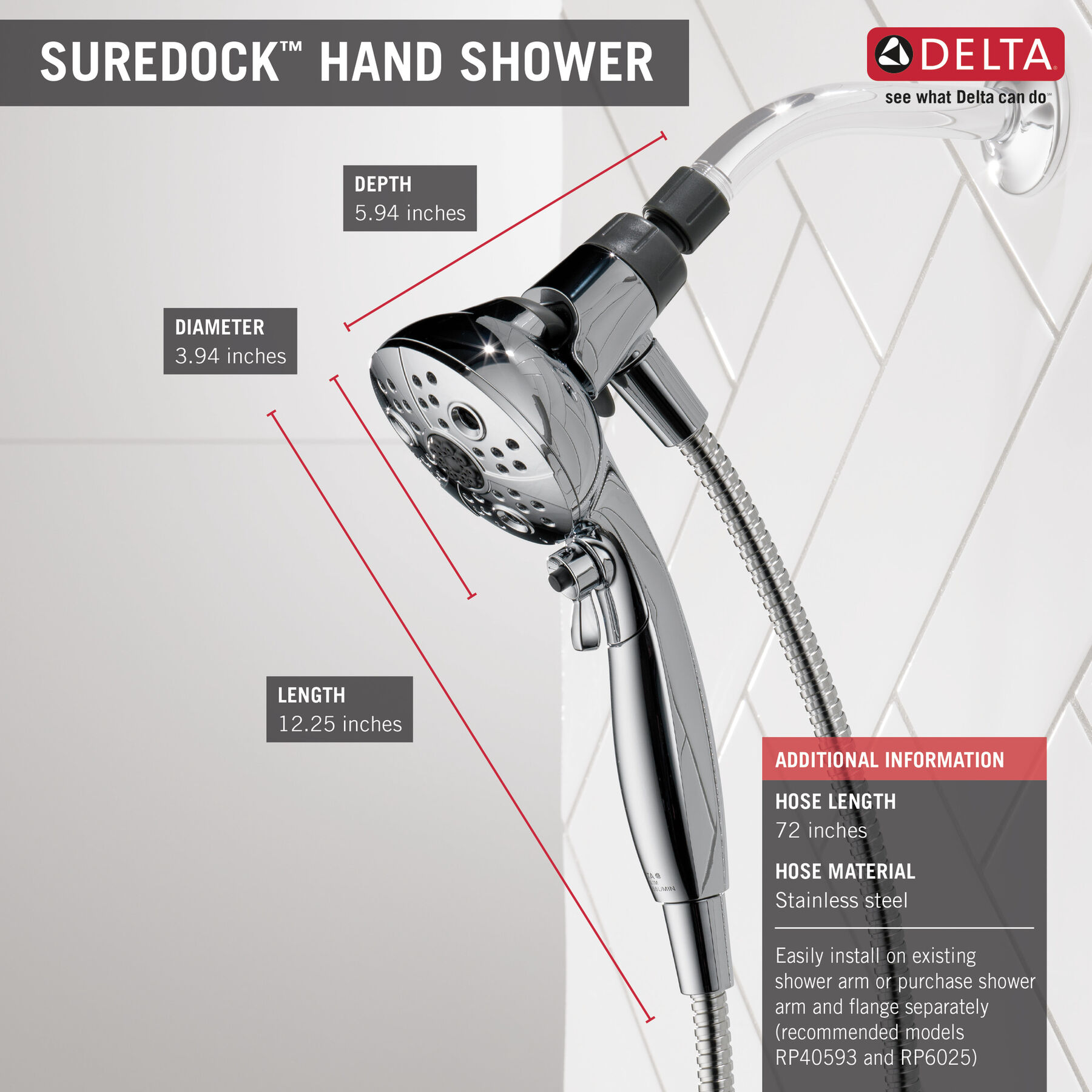 5-Setting Hand Shower SureDock