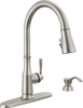 Single Handle Pull-Down Kitchen Faucet with Soap Dispenser and ShieldSpray Technology