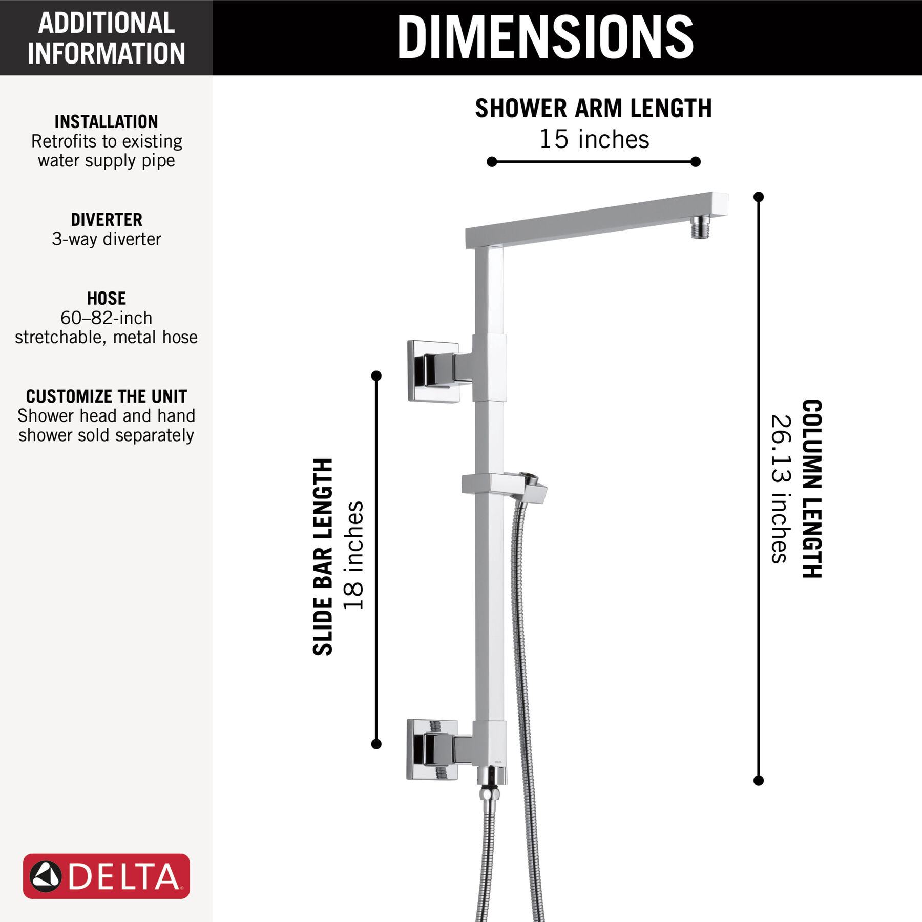 Shower Column 18" Angular