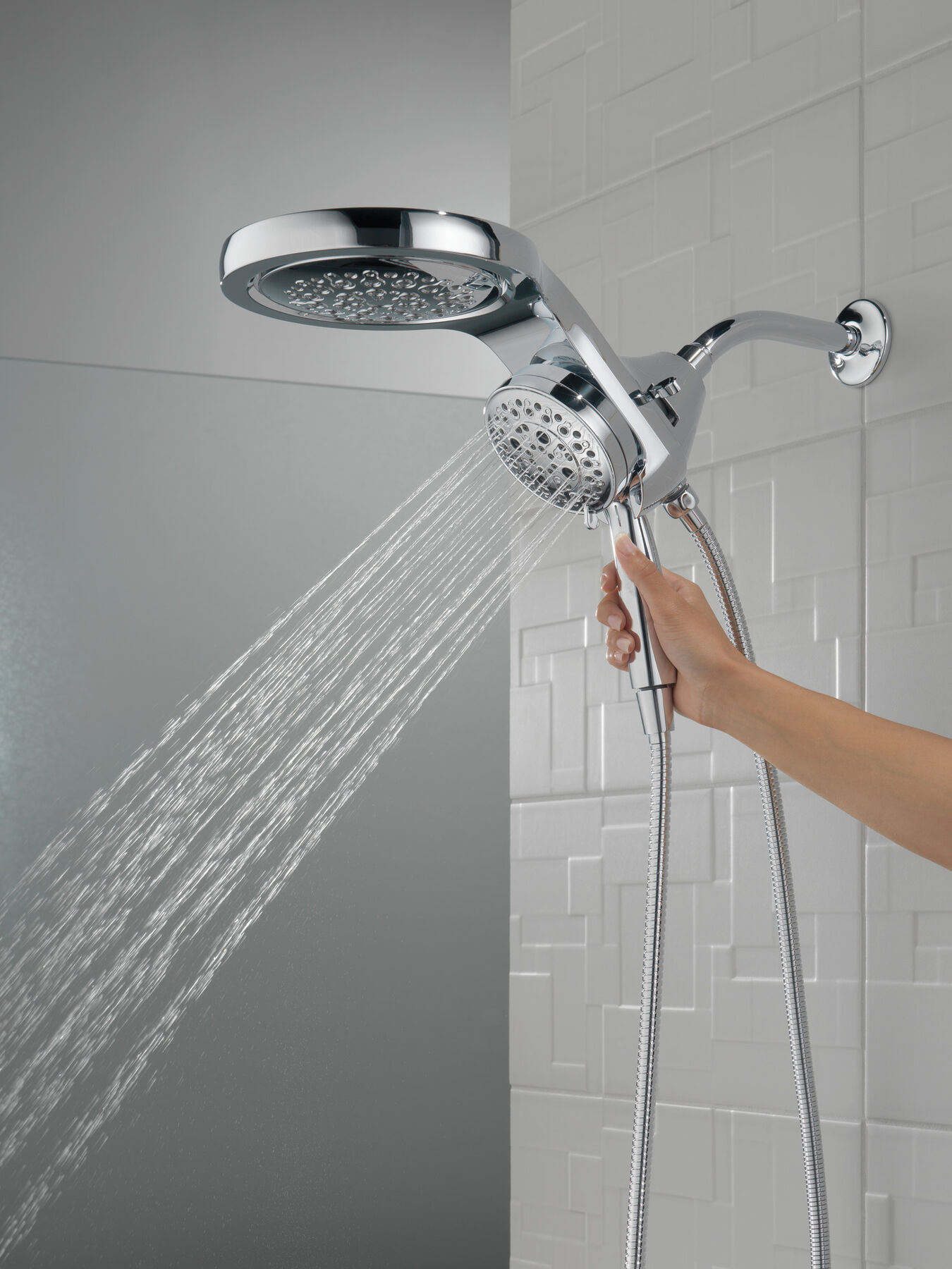 HydroRain&reg; H<sub>2</sub>Okinetic&reg; 5-Setting Two-in-One Shower Head