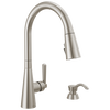 Single Handle Pull-Down Kitchen Faucet with Soap Dispenser and ShieldSpray Technology