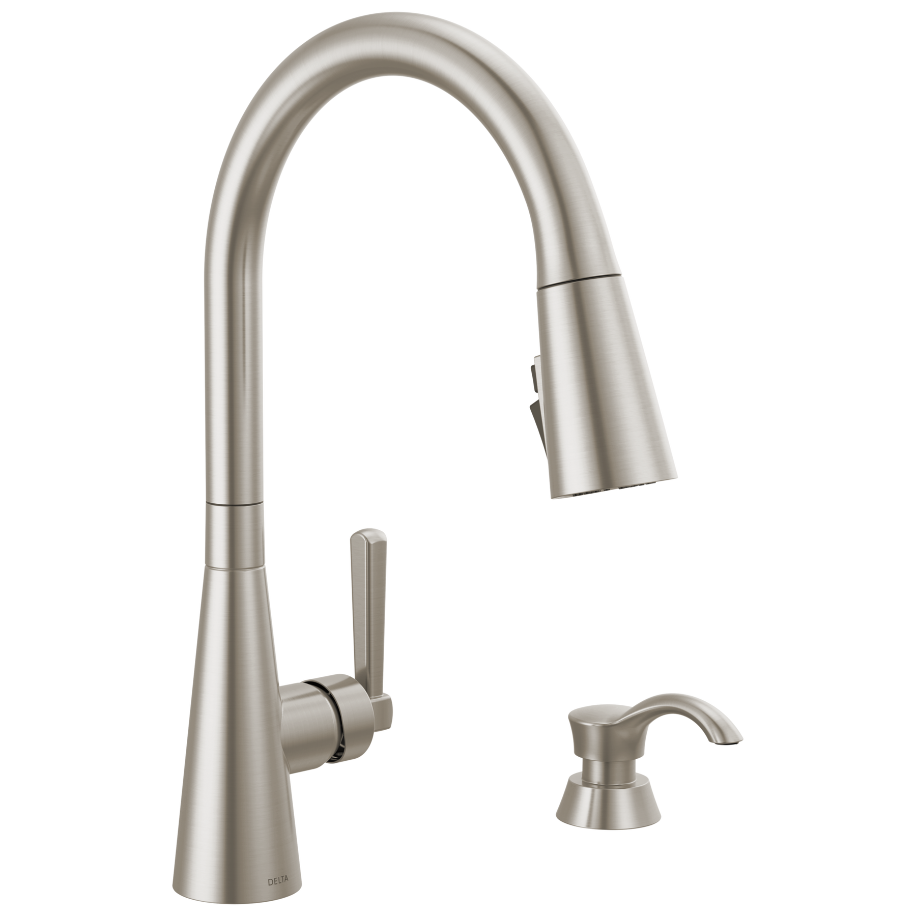 Single Handle Pull-Down Kitchen Faucet with Soap Dispenser and ShieldSpray Technology