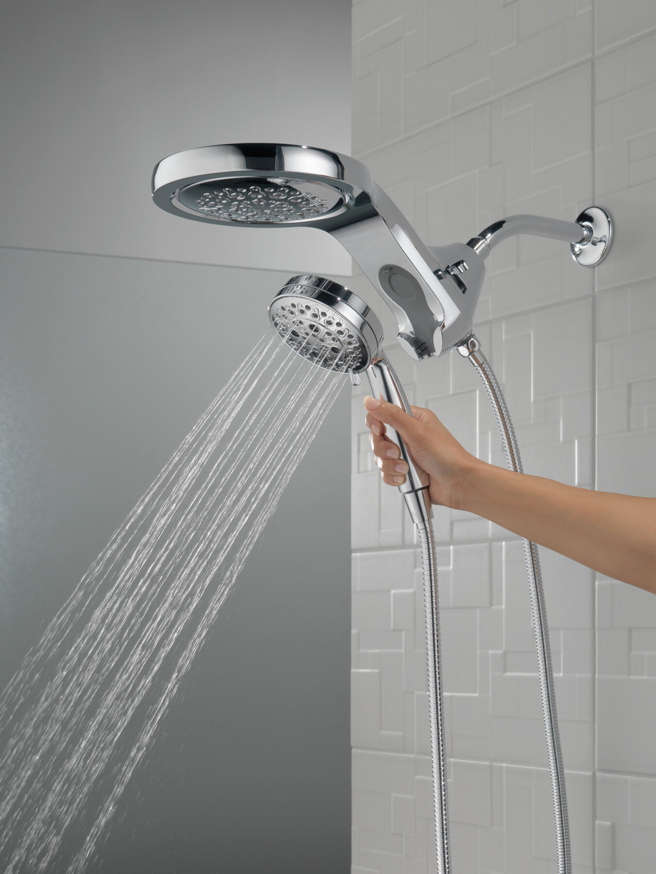 HydroRain&reg; H<sub>2</sub>Okinetic&reg; 5-Setting Two-in-One Shower Head