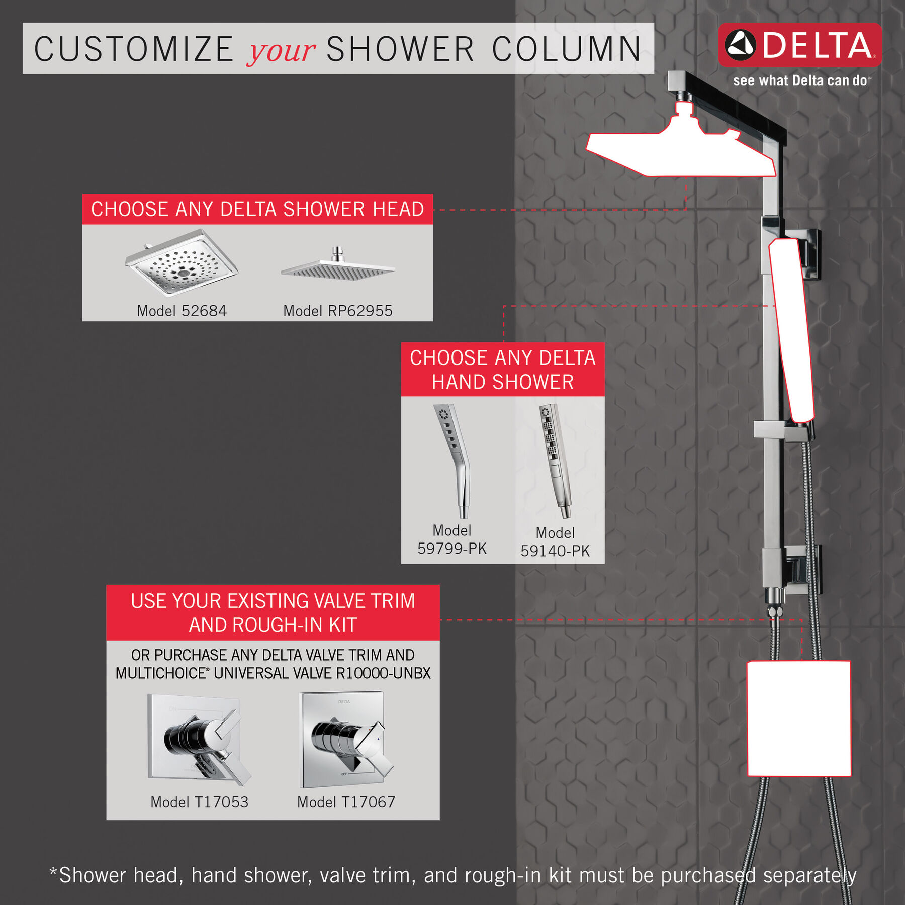 Shower Column 18" Angular
