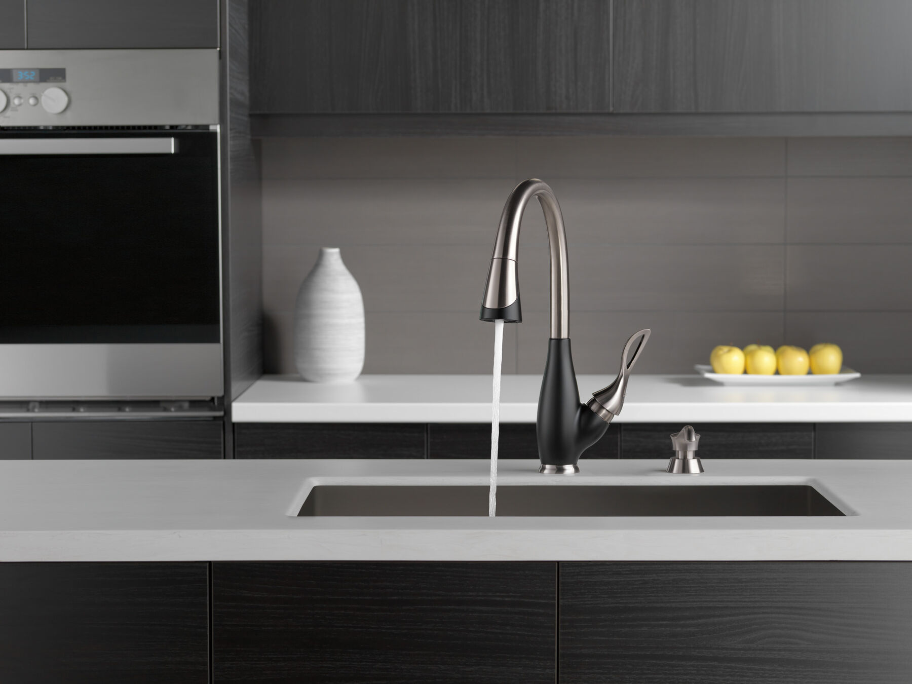 Single Handle Pull-Down Kitchen Faucet with Soap Dispenser
