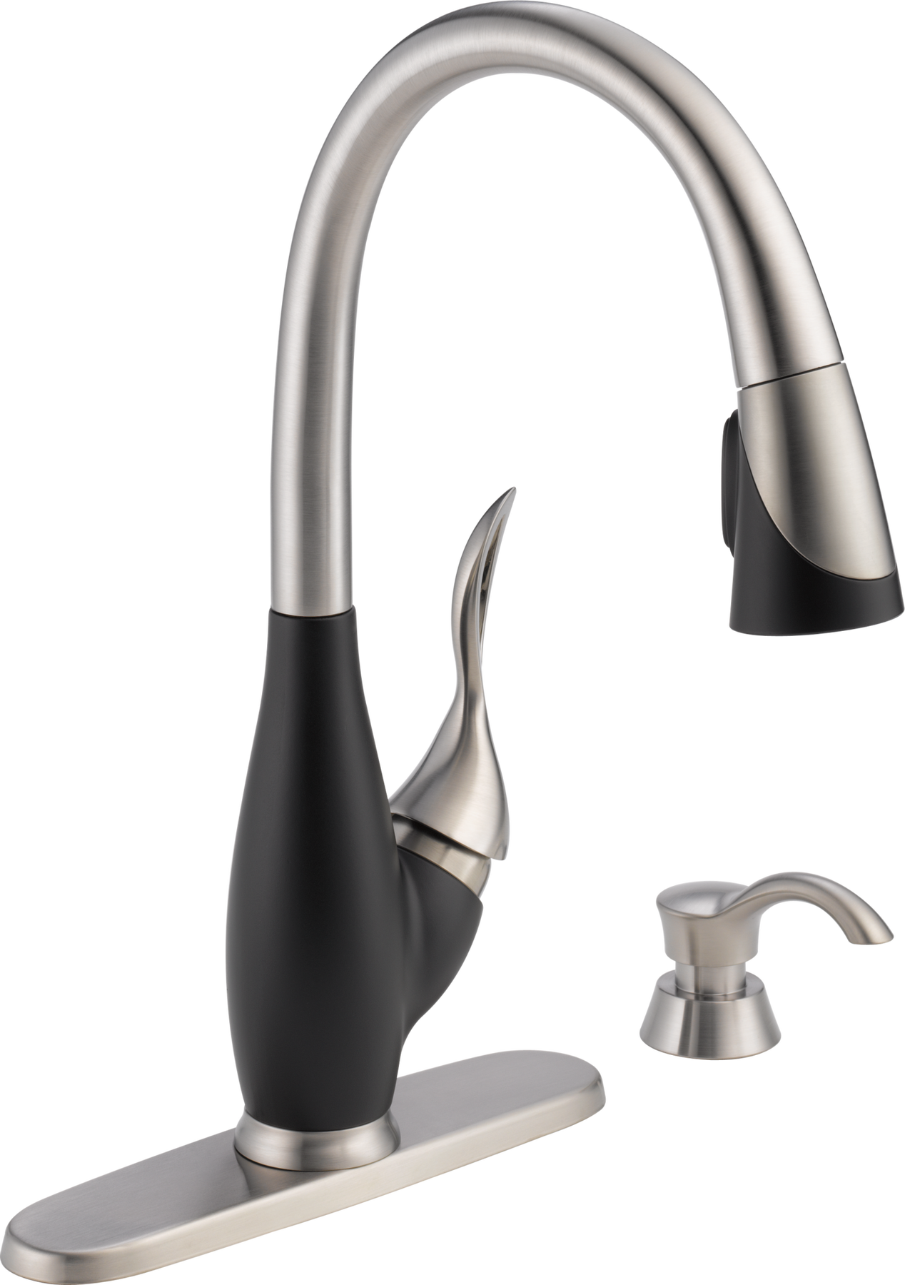 Single Handle Pull-Down Kitchen Faucet with Soap Dispenser