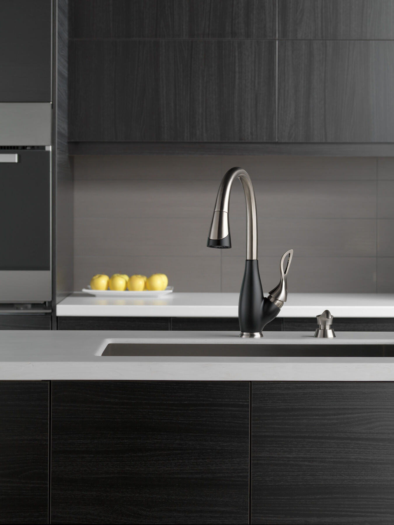 Single Handle Pull-Down Kitchen Faucet with Soap Dispenser