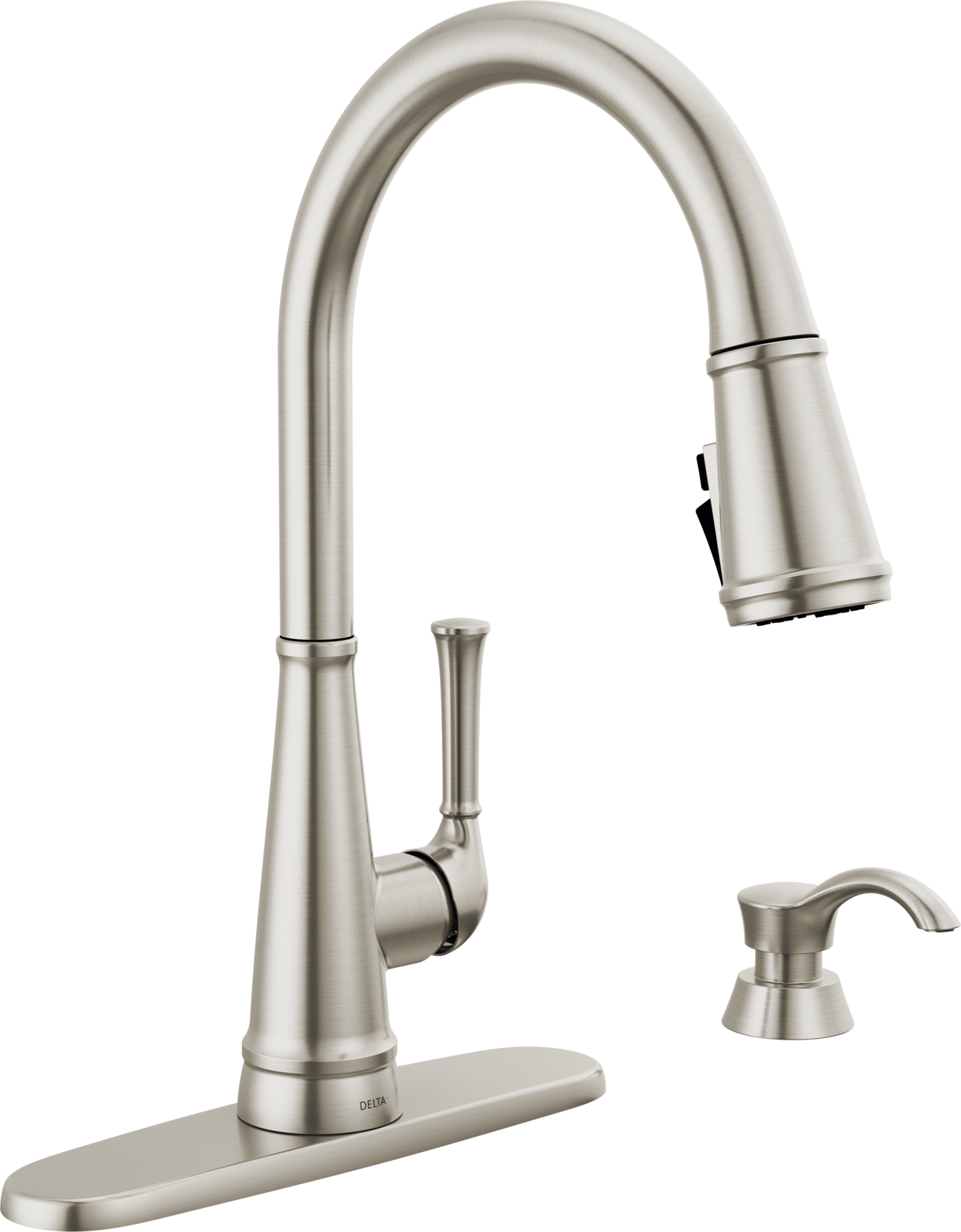 Single Handle Pull-Down Kitchen Faucet with Soap Dispenser and ShieldSpray&reg; Technology