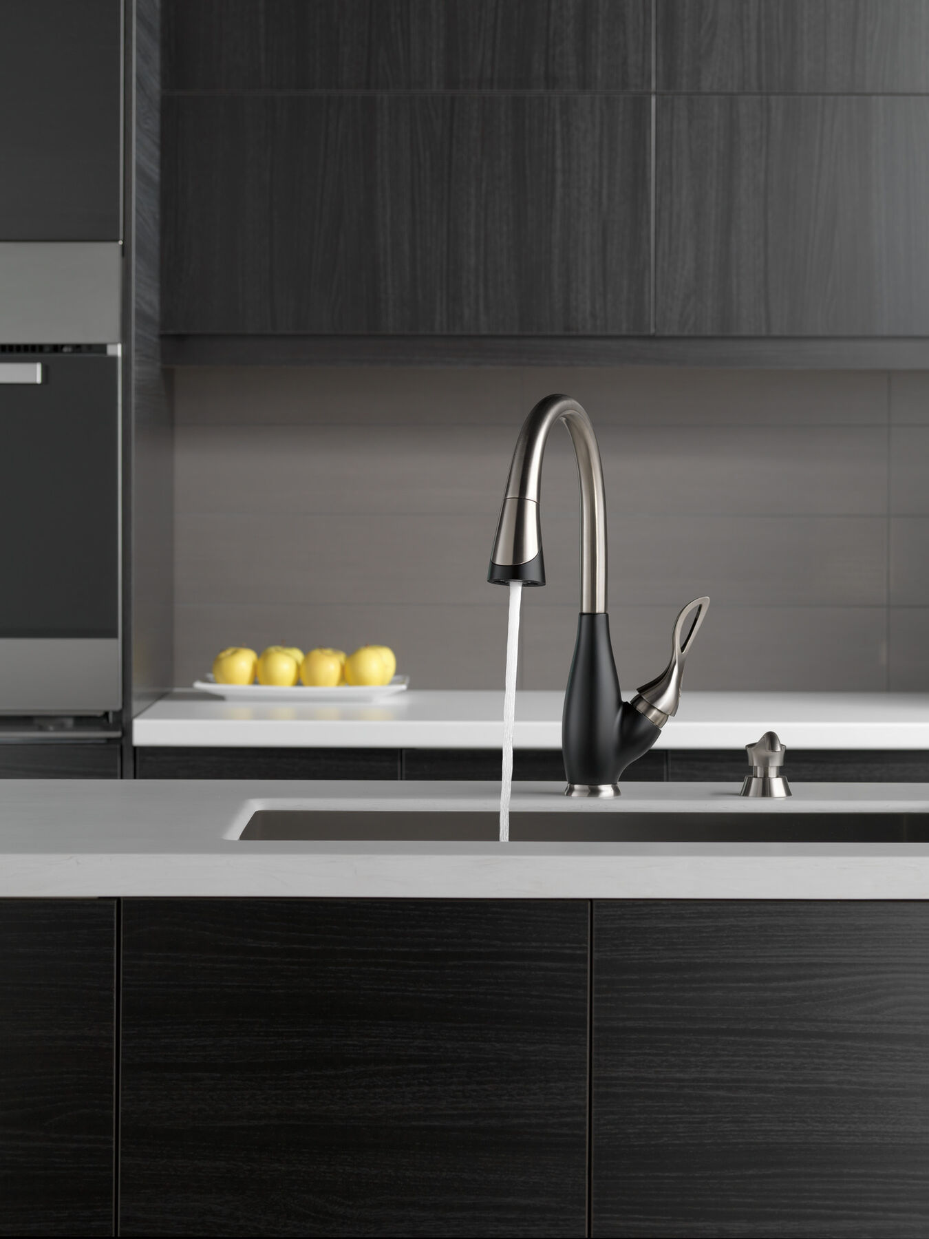 Single Handle Pull-Down Kitchen Faucet with Soap Dispenser