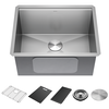 24&rdquo; Workstation Undermount Single Bowl 16 Gauge Stainless Steel Laundry Utility Kitchen Sink with WorkFlow&trade; Ledge and Accessories