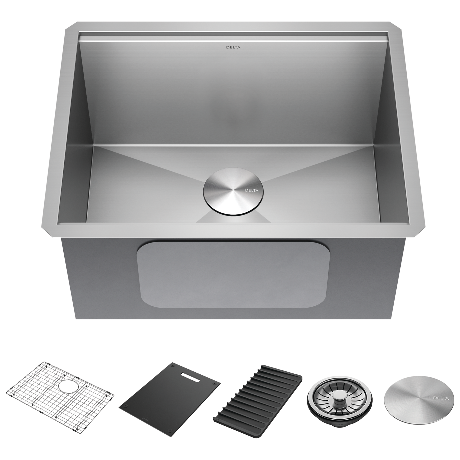 24&rdquo; Workstation Undermount Single Bowl 16 Gauge Stainless Steel Laundry Utility Kitchen Sink with WorkFlow&trade; Ledge and Accessories