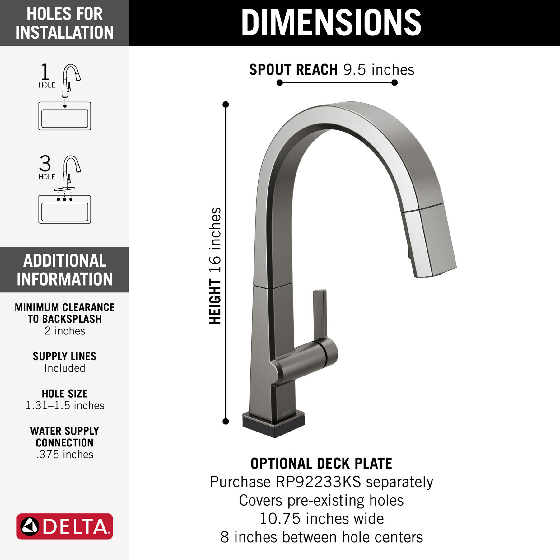 Single Handle Pull Down Kitchen Faucet with Touch2O Technology