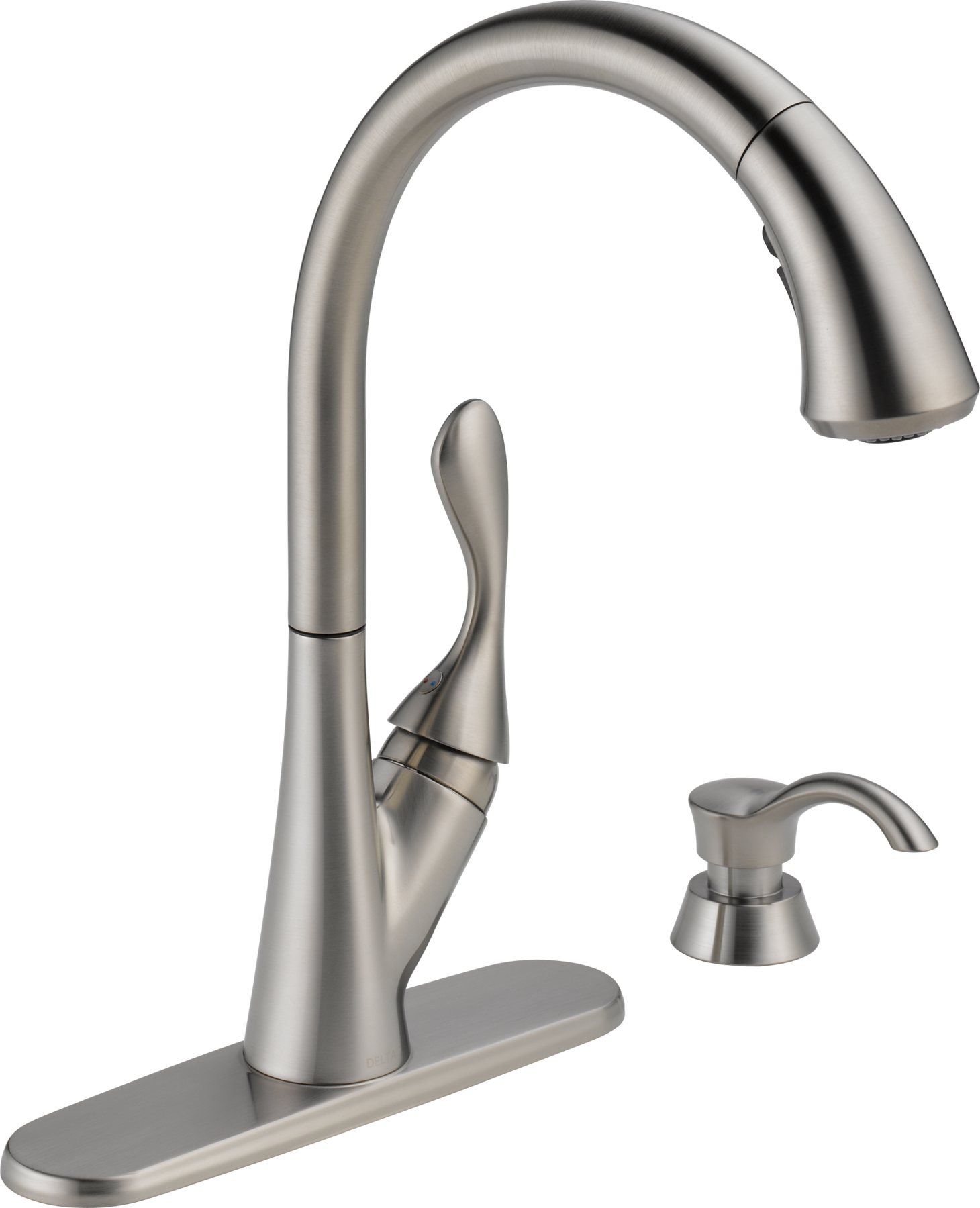 Single Handle Pull-Down Kitchen Faucet with Soap Dispenser