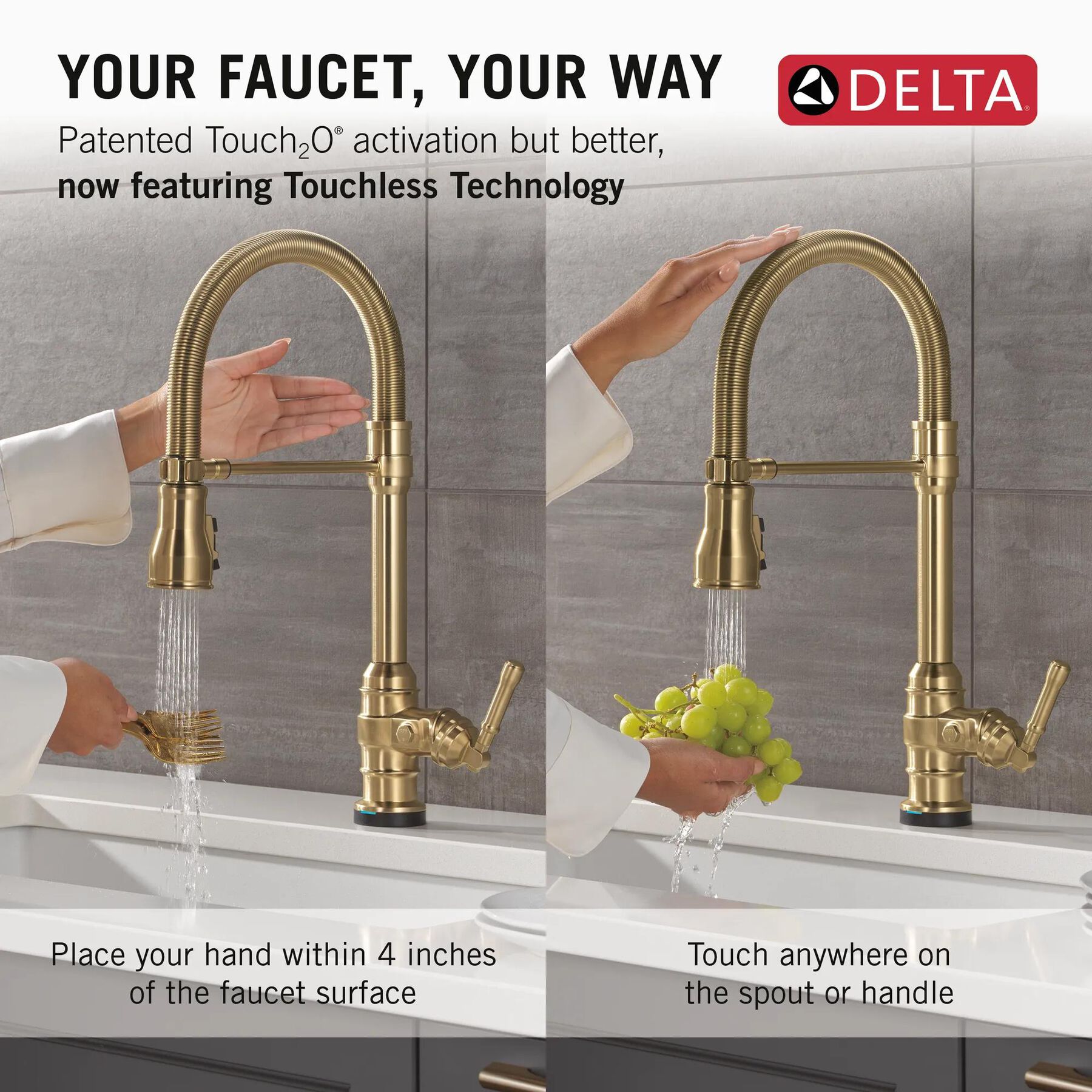 Touch<sub>2</sub>O&reg; Technology Kitchen Faucet with Touchless Technology